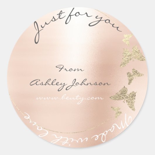 メイドラブのためにあなた名バタフライバラグレー金ゴールド ラウンドシール (正面)