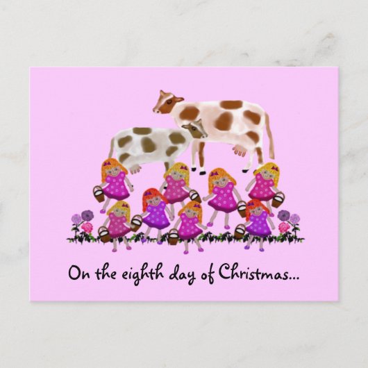 メイド乳しぼり8枚 シーズンポストカード (正面)