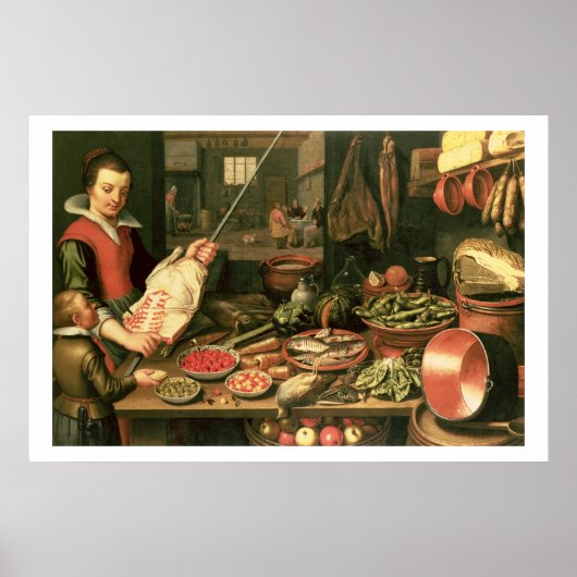 メイド付きキッチンインテリア ポスター (正面)