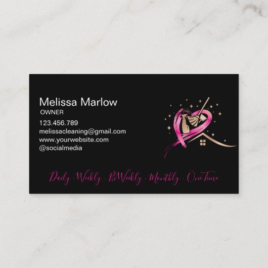 メイド住宅および商業用清掃ダスター 名刺 (裏面)