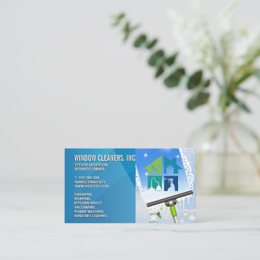 メイド作業ウィンドウクリーナー | スキージ 名刺 (スタンド正面)