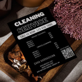 メイド価格の清掃サービススキャンして接続 黒 チラシ