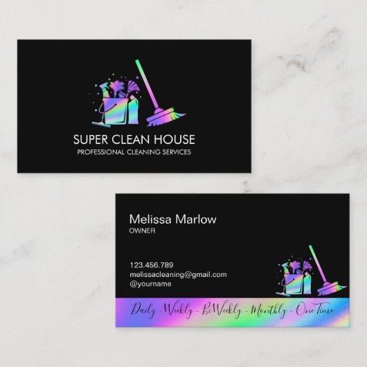 メイド掃除きらめく家自筆業C 名刺 (正面/裏面)