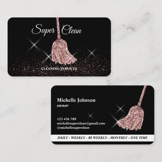 メイド掃除用ハウスきらめくバラ金ゴールドモップブシン 名刺 (正面/裏面)