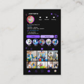 メイド掃除Instagramパープル | ハウスキーピングQR 名刺 (正面)