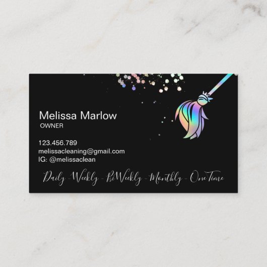 メイド清掃家計自筆証書きらめく書 名刺 (裏面)