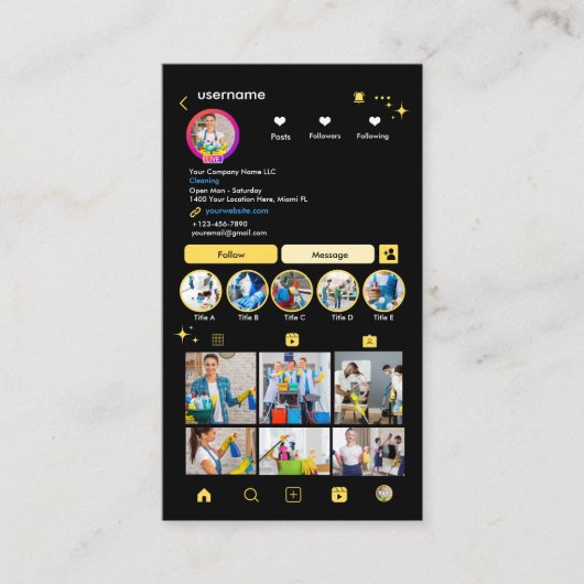 メイド清掃InstagramイエローハウスキーピングQR 名刺 (正面)