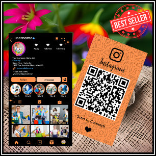 メイド清掃Instagramオレンジ家事QR 名刺