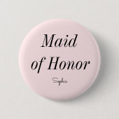 メイド オブ オナー ブラッシュ ピンク ウェディング 缶バッジ (正面)