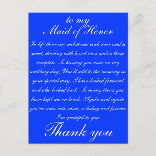 メイド・オブ・オーナー（花嫁付き添い人）ありがとう ポストカード (正面)