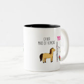 メイド・オブ・オーナー(花嫁付き添い人)おもしろい提案、かわいいユニコーン ツートーンマグカップ (正面右)