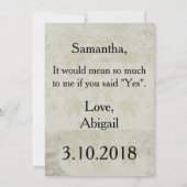 メイド・オブ・オーナー（花嫁付き添い人）かブリデスメイド 招待状 (裏面)