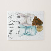 メイド・オブ・オーナー（花嫁付き添い人）か。 パズル金褐色のLカールの花嫁Blボブ ジグソーパズル (横)