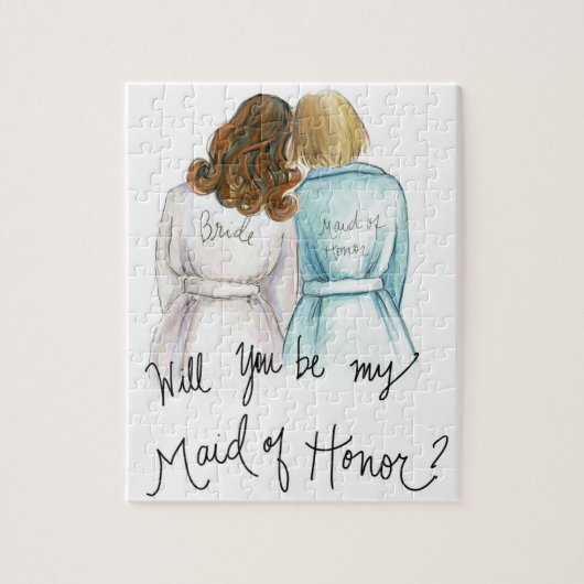 メイド・オブ・オーナー（花嫁付き添い人）か。 パズル金褐色のLカールの花嫁Blボブ ジグソーパズル (縦)