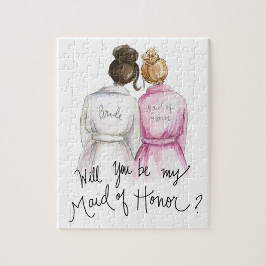 メイド・オブ・オーナー(花嫁付き添い人)か。 パズルDkのBrのパンの花嫁Dk BlのパンMH ジグソーパズル (縦)
