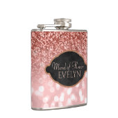 メイド・オブ・オーナー(花嫁付き添い人)のばら色の金ゴールドのグリッターのカスタムな結婚式 フラスク (右)