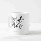 メイド・オブ・オーナー(花嫁付き添い人)のコーヒー・マグ-名前を個人化して下さい コーヒーマグカップ (正面左)