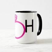 メイド・オブ・オーナー（花嫁付き添い人）のダイヤモンド指輪のショッキングピンク マグカップ (正面右)