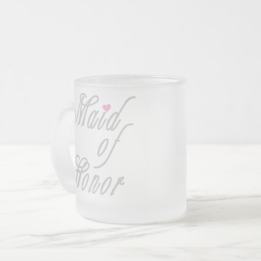 メイド・オブ・オーナー(花嫁付き添い人)の上品な灰色 フロストグラスマグカップ (正面左)