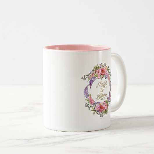 メイド・オブ・オーナー(花嫁付き添い人)の金花の花束2の調子のマグ ツートーンマグカップ (正面右)