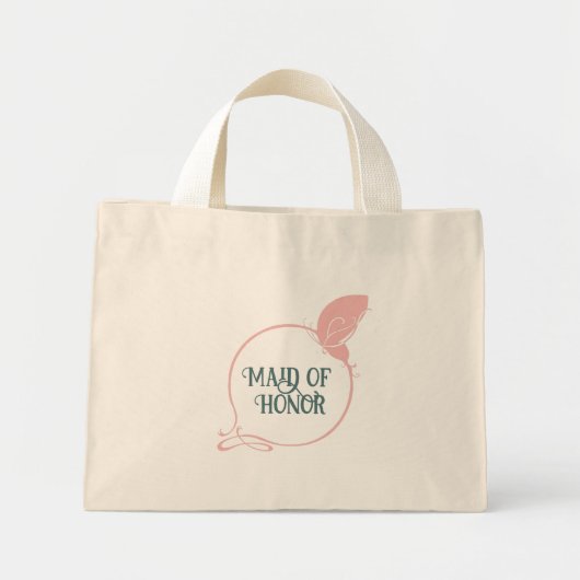 メイド・オブ・オーナー（花嫁付き添い人）アールヌーボーピンクバタフライ ミニトートバッグ (正面)