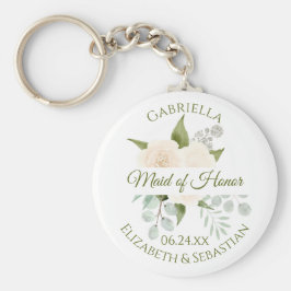 メイド・オブ・オーナー（花嫁付き添い人）エレガントアイボリーピーチバラ結婚ズ キーホルダー