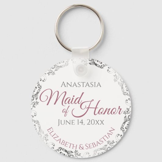 メイド・オブ・オーナー（花嫁付き添い人）エレガントウェディングギフトダスティバラ キーホルダー (正面)
