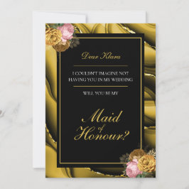 'メイド・オブ・オーナー（花嫁付き添い人）'エレガントフローラ金ゴールド提案 招待状