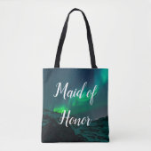 メイド・オブ・オーナー(花嫁付き添い人)オーロラライツスクリプトエレガントな結婚式 トートバッグ (正面)