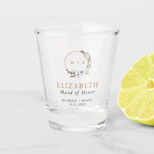 メイド・オブ・オーナー（花嫁付き添い人）カスタムギフトボホリース結婚ズ ショットグラス (正面)