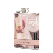 メイド・オブ・オーナー(花嫁付き添い人)カスタムバラ金ゴールドオーキッドフローラ フラスク (左)