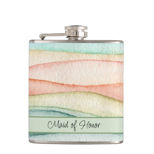 メイド・オブ・オーナー(花嫁付き添い人)カスタム水の色のストリーク フラスク (正面)