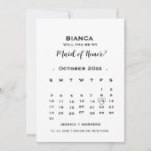 メイド・オブ・オーナー(花嫁付き添い人)カレンダーの提案+情報カードにする 招待状 (正面)