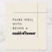 メイド・オブ・オーナー（花嫁付き添い人）シンプルと上手にペア ワインラベル (シングルラベル)