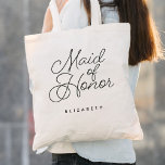 メイド・オブ・オーナー（花嫁付き添い人）シンプルモダン書道結婚の トートバッグ<br><div class="desc">メイド・オブ・オーナー（花嫁付き添い人）シンプル書結婚道のトートバッグはおもしろいと書かわいらしの名前と共にパーソナライズされたある。</div>