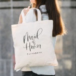 メイド・オブ・オーナー（花嫁付き添い人）シンプルモダン書道結婚の トートバッグ<br><div class="desc">メイド・オブ・オーナー（花嫁付き添い人）シンプル書結婚道のトートバッグはおもしろいと書かわいらしの名前と共にパーソナライズされたある。</div>