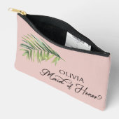 メイド・オブ・オーナー(花嫁付き添い人)トロピカルパーム葉Any Color アクセサリーポーチ (見開き)