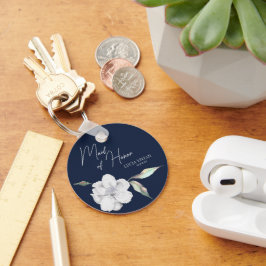 メイド・オブ・オーナー（花嫁付き添い人）ネイビーブルーフローラ結婚ズギフト キーホルダー