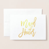 メイド・オブ・オーナー(花嫁付き添い人)ハンドレタリングフォトゴールドフォイルカード 箔カード (封筒付き正面)