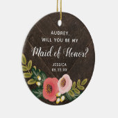 メイド・オブ・オーナー（花嫁付き添い人）パーソナライズされたファームハウスボホ花模様 セラミックオーナメント (右)