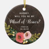 メイド・オブ・オーナー（花嫁付き添い人）パーソナライズされたファームハウスボホ花模様 セラミックオーナメント (正面)