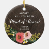 メイド・オブ・オーナー（花嫁付き添い人）パーソナライズされたファームハウスボホ花模様 セラミックオーナメント (裏面)