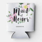 メイド・オブ・オーナー（花嫁付き添い人）ピンクフローラウォーター結婚カラー 缶クーラー (正面)