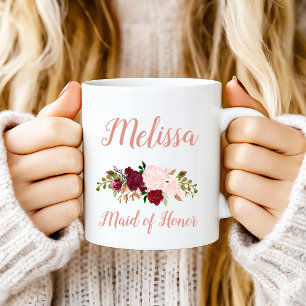 メイド・オブ・オーナー(花嫁付き添い人)ピンクマルサラ結婚フローラ マグカップ