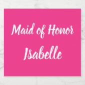 メイド・オブ・オーナー(花嫁付き添い人)ピンク名前をカスタムするギフト結婚ズ スパークリングワインラベル (シングルラベル)