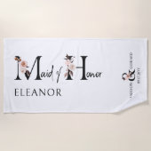 メイド・オブ・オーナー(花嫁付き添い人)フローラレターバチェロレッテ週末 ビーチタオル (正面)