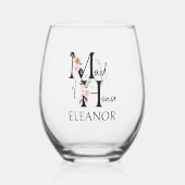 メイド・オブ・オーナー（花嫁付き添い人）フローラレター結婚ブライダルパーティ ステムなしワイングラス (正面)