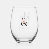 メイド・オブ・オーナー（花嫁付き添い人）フローラレター結婚ブライダルパーティ ステムなしワイングラス (裏面)