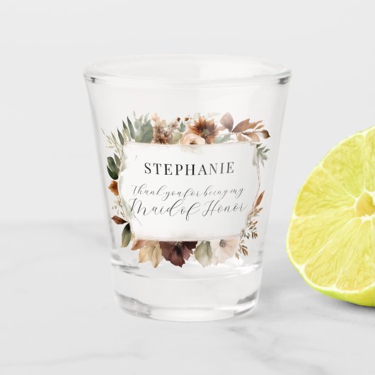 メイド・オブ・オーナー（花嫁付き添い人）フローラ秋紅葉結婚ズ ショットグラス (正面)