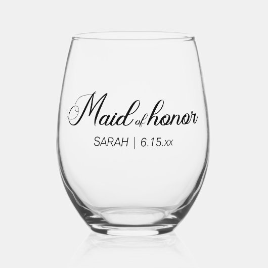 メイド・オブ・オーナー(花嫁付き添い人)ブライダルパーティバチェロレッテ週末 ステムなしワイングラス (正面)